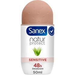 Sanex Déodorant Bille Natur Protect Aloe Vera Bio Peaux Sensibles 48h 50ml
