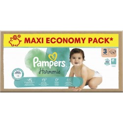 PAMPERS Couches Bébés Harmonie 6-10Kg Taille 3 96 couches bébés