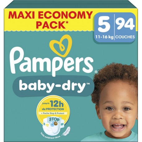PAMPERS Couches Bébés Baby-Dry 11-16Kg Taille 5 94 couches