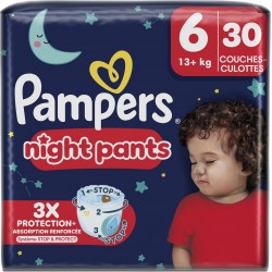 PAMPERS Couches Culottes Bébés Night Pants T6 13+Kg 30 couches culottes