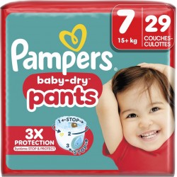 PAMPERS Couches Culottes Bébés Baby-dry Pants T7 15+Kg le paquets de 29 couches culottes