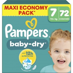 PAMPERS Couches Bébés Baby-Dry 13+Kg Taille 7 72 couches