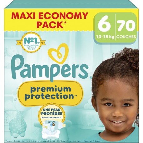 PAMPERS Couches Bébés Premium Protection 13-18Kg Taille 6 60 couches