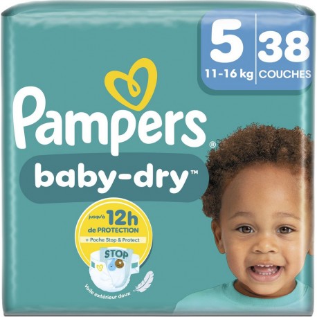 PAMPERS Couches Bébés Baby-Dry 11-16Kg Taille 5 x38 couches