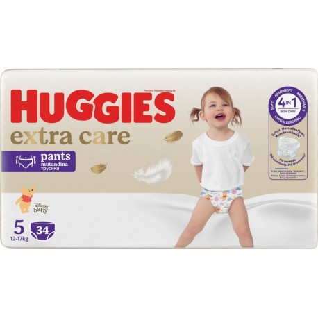 HUGGIES Couches-Culottes Taille 5 12-17Kg Extra Care Pants pack de 34 couches culottes