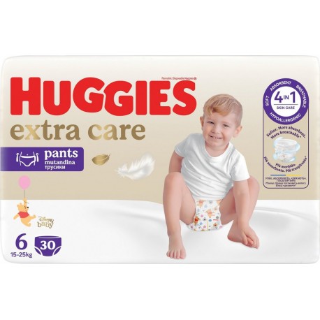 HUGGIES Couches-Culottes Taille 6 15-25Kg Winnie Extra Care Pants pack de 30 couches culottes
