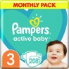 Pampers Couches Jetables acive baby S3 3 x208