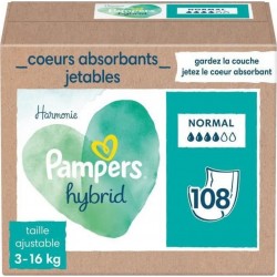 Pampers Hybrid Couches Lavables Coeurs Absorbants Jetables X108
