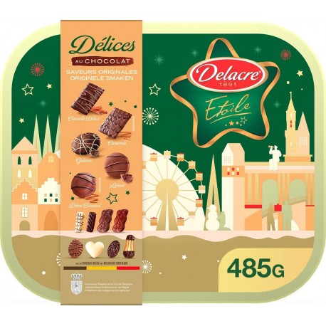 DELACRE Assortiment de Biscuits Etoile Délices au Chocolat Noël