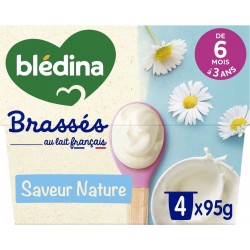 BLEDINA Dessert lacté bébé dès 6 mois Nature Brassés