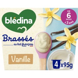 BLEDINA Dessert lacté bébé dès 6 mois Vanille Brassés