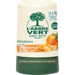 L'ARBRE VERT Déodorant bille Hypoallergénique Ph Neutre Mandarine Thé Vert