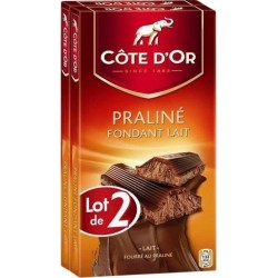 Côte d’Or Tablette de chocolat praliné fondant lait 2x200g 400g