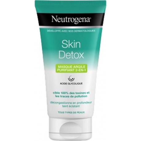 Neutrogena Ski Detox Masque Argile Purifiant 2 en 1 Acide Glycolique 150ml (lot de 3)