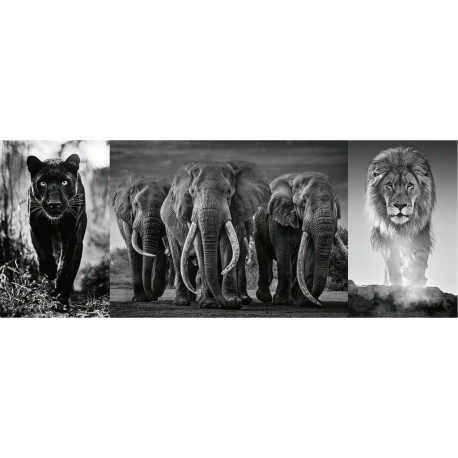 RAVENSBURGER Puzzle 1000 pièces Triptyque Panthère, éléphant, lion