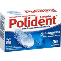 Polident Anti-Bactérien aide à Réduire la Plaque 36 Comprimés (lot de 3)