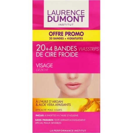 LAURENCE DUMONT Bandes de Cire Froide Visage Huile d’Argan Aloe Vera x20