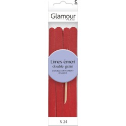 GLAMOUR PARIS Limes à Ongles Emeri Avec 1 bâtonnet pack de 24