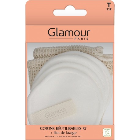 GLAMOUR PARIS Cotons Réutilisables Avec Filet de Lavage lot de 7