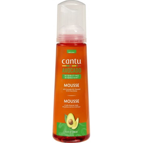 CANTU Mousse Cheveux Hydratante Huile d'Avocat Huile de Lin et au Miel Pur